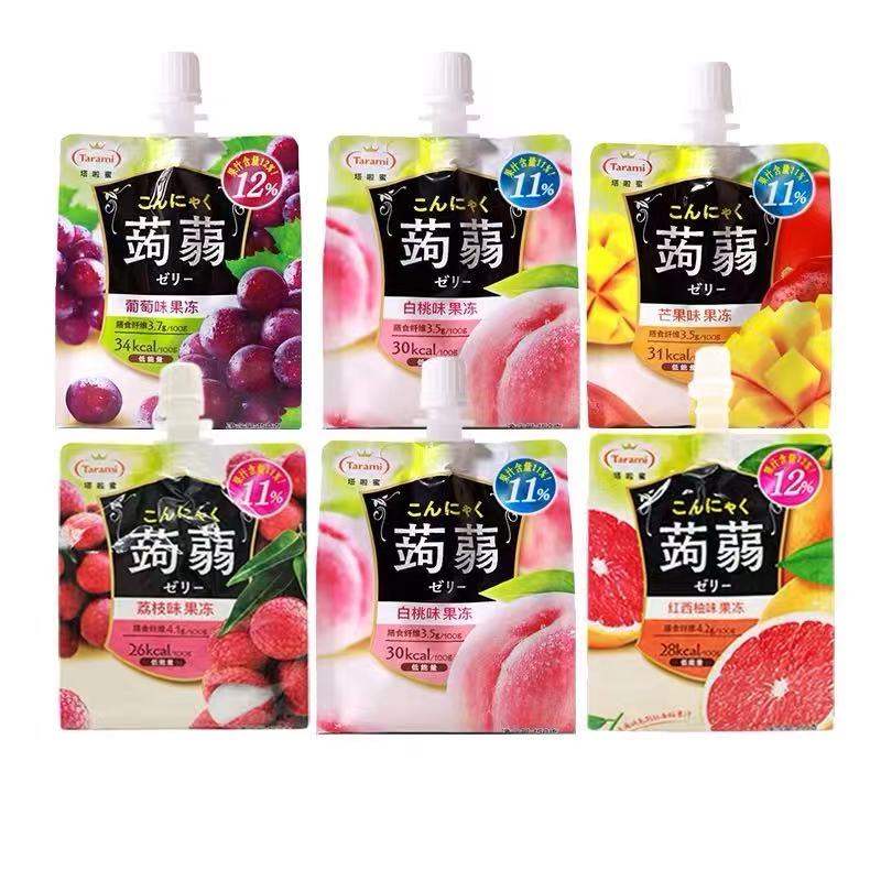 塔啦蜜日本tarami蒟蒻果汁果冻低卡荔白桃葡萄水果味